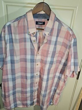 Roundtree & Yorke Pink and Blue Plaid Button-Down Casual Shirt Size XL
